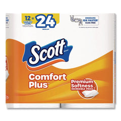 Scott 47618 ComfortPlus 1-Ply Septic Safe Toilet Paper Double Roll Bath Tissue - White (48/Carton)