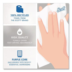 Scott 58423 8 in. x 700 ft. 1-Ply 100 Percent Recycled Hard Roll Paper Towels - White (6/Carton)