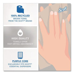 Scott 8 in. x 900 ft. 1-Ply 100 Percent Recycled Hard Roll Paper Towels - Brown (6/Carton)