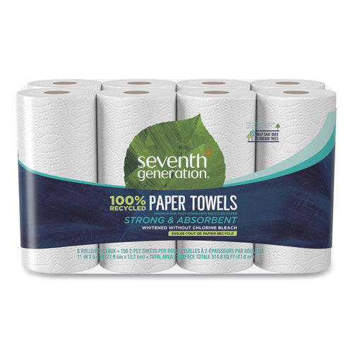 Seventh Generation 13739 2-Ply 11 x 5.4 100 Percent Recycled Paper Kitchen Towel Rolls (32/Carton)