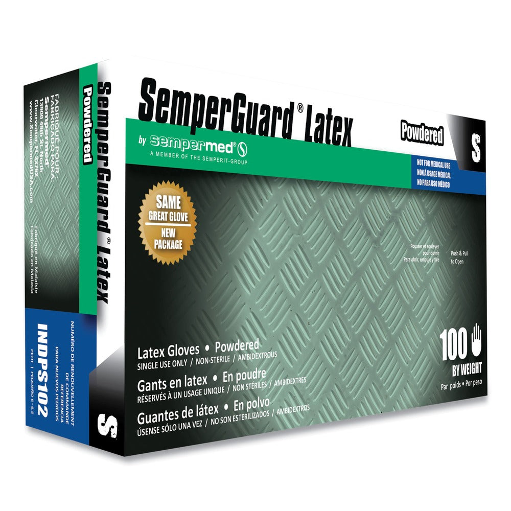 SemperGuard INDPS102 Latex Powdered Gloves - Small Cream (100/Box)