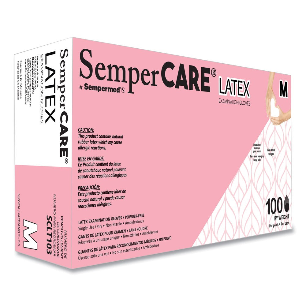 SemperCare Latex Examination Gloves - Cream/Medium (1000/Carton)