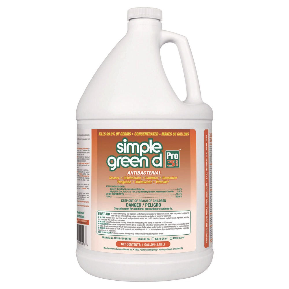 Simple Green 3310200601001 1 gal. Bottle d Pro 3 Plus Antibacterial Concentrate - Herbal (6/Carton)