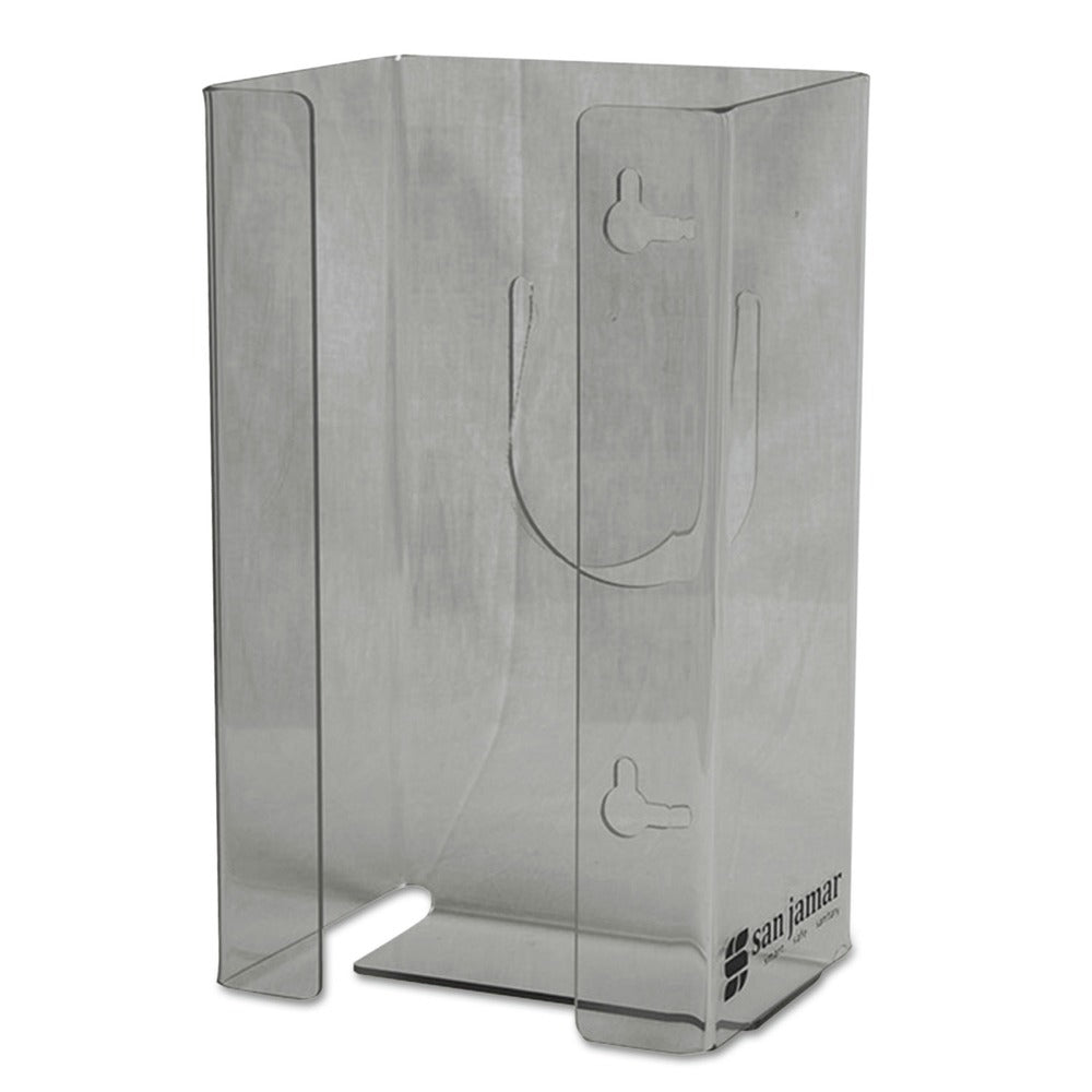 San Jamar 1-Box 5.5 in. x 3.75 in. x 10 in. Plexiglas Disposable Glove Dispenser - Plexiglas Clear