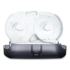 San Jamar 9 in. Roll 19 in. x 5.25 in. x 12 in. Twin Jumbo Classic Tissue Dispenser - Transparent Black Pearl