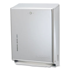San Jamar 11.38 in. x 4 in. x 14.75 in. C-Fold/Multifold Towel Dispenser - Stainless Steel