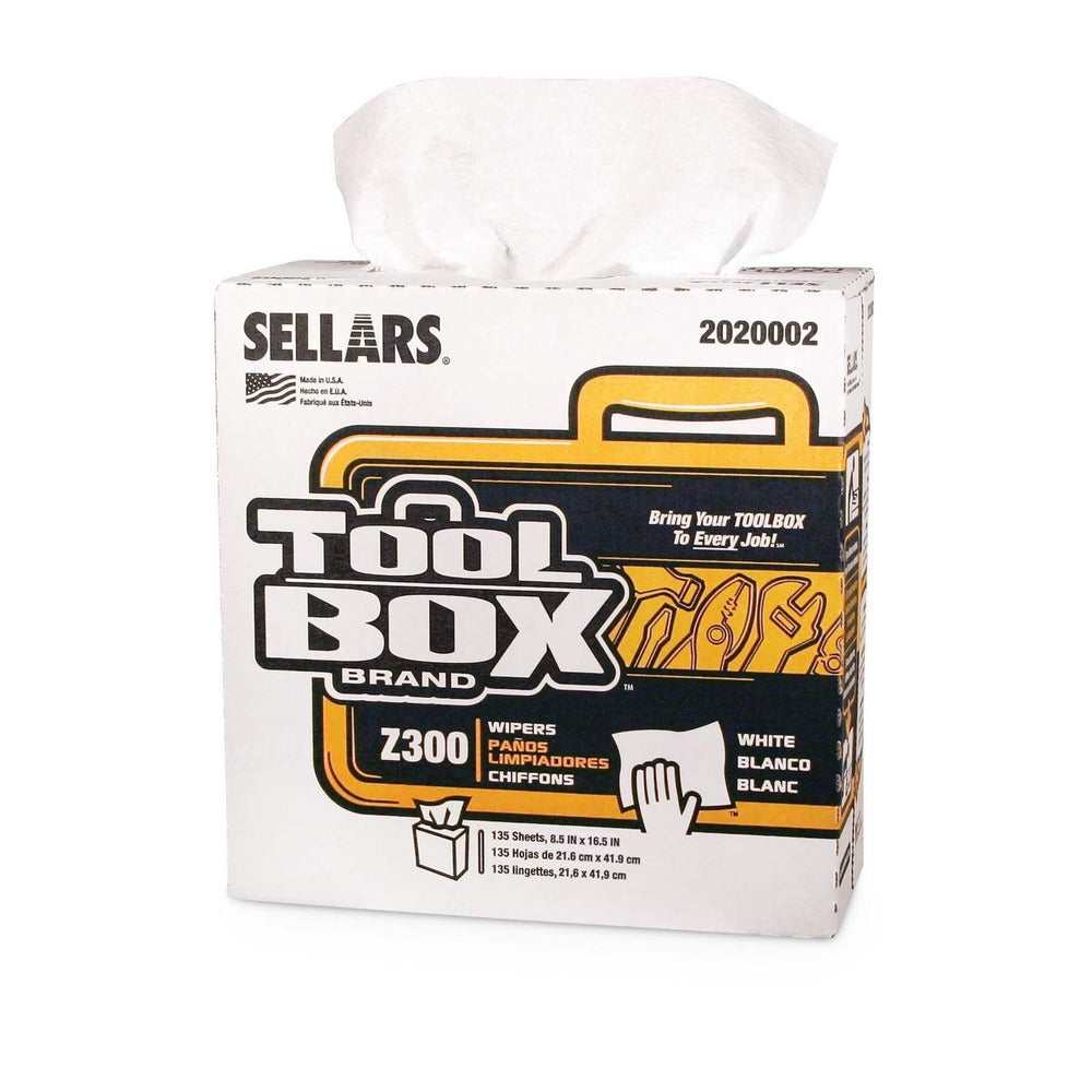 Sellars 1-Ply 8.5 x 16.5 Z300 Pop-Up Wipers - White (8/Carton)