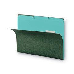 Smead 1/3-Cut Tabs Assorted Letter Size 0.75 in. Expansion Interior File Folders - Aqua (100/Box)