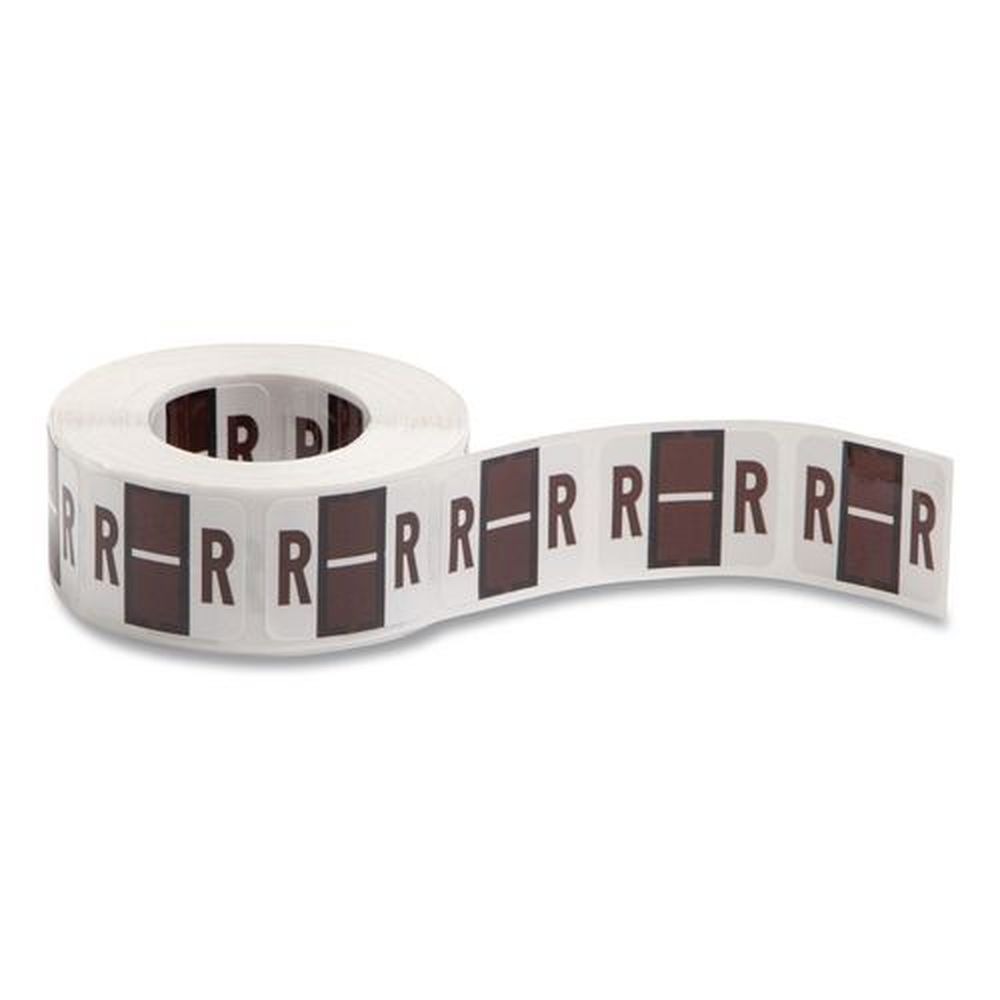 Smead 1 in. x 1.25 in. R Color-Coded End Tab Filing Labels - White (500/Roll)