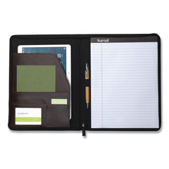 Samsill 11 in. x 8.5 in. Dark Brown Vinyl Vintage Hardback Zipper Portfolio