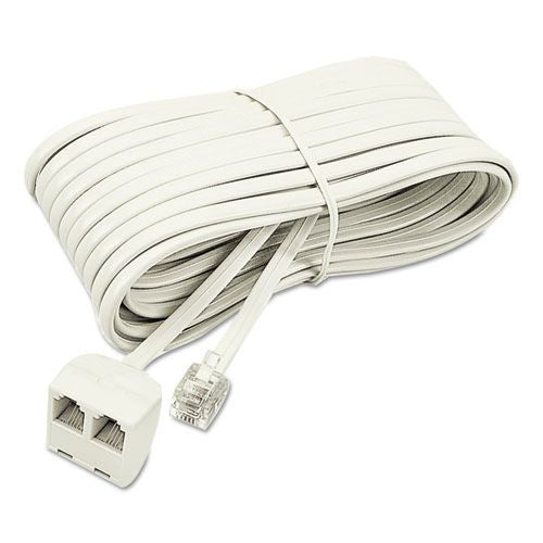 Softalk 25 ft. Plug/Dual Jack Telephone Extension Cord - Ivory