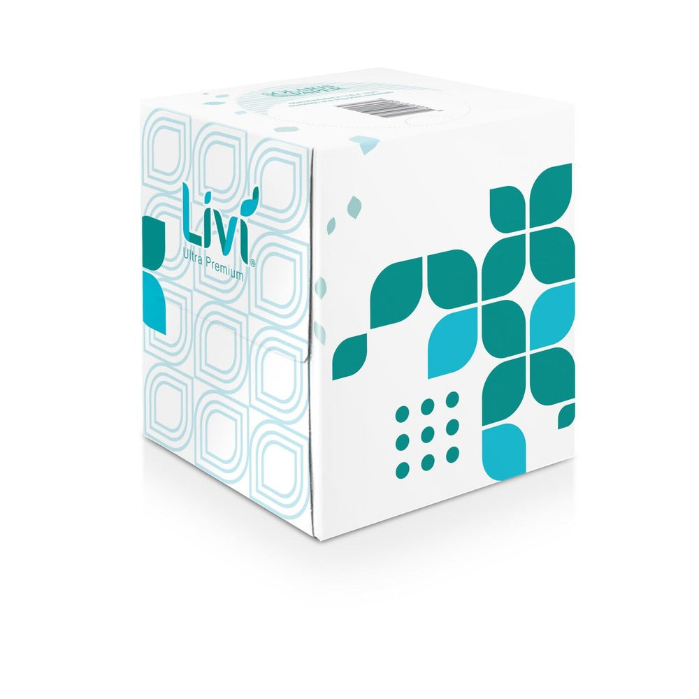Livi Ultra Premium 192101 2-Ply Cube Box Facial Tissue - White (6 Packs/Carton)