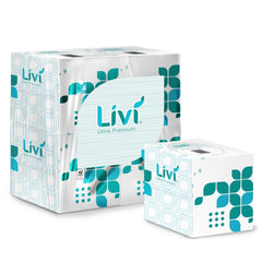 Livi Ultra Premium 192101 2-Ply Cube Box Facial Tissue - White (6 Packs/Carton)