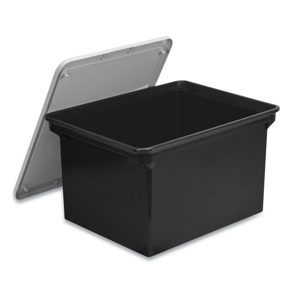 Storex 13.9 in. x 18.3 in. x 10.6 in. Legal/Letter Tote with Comfort Edges - Black (4/Carton)
