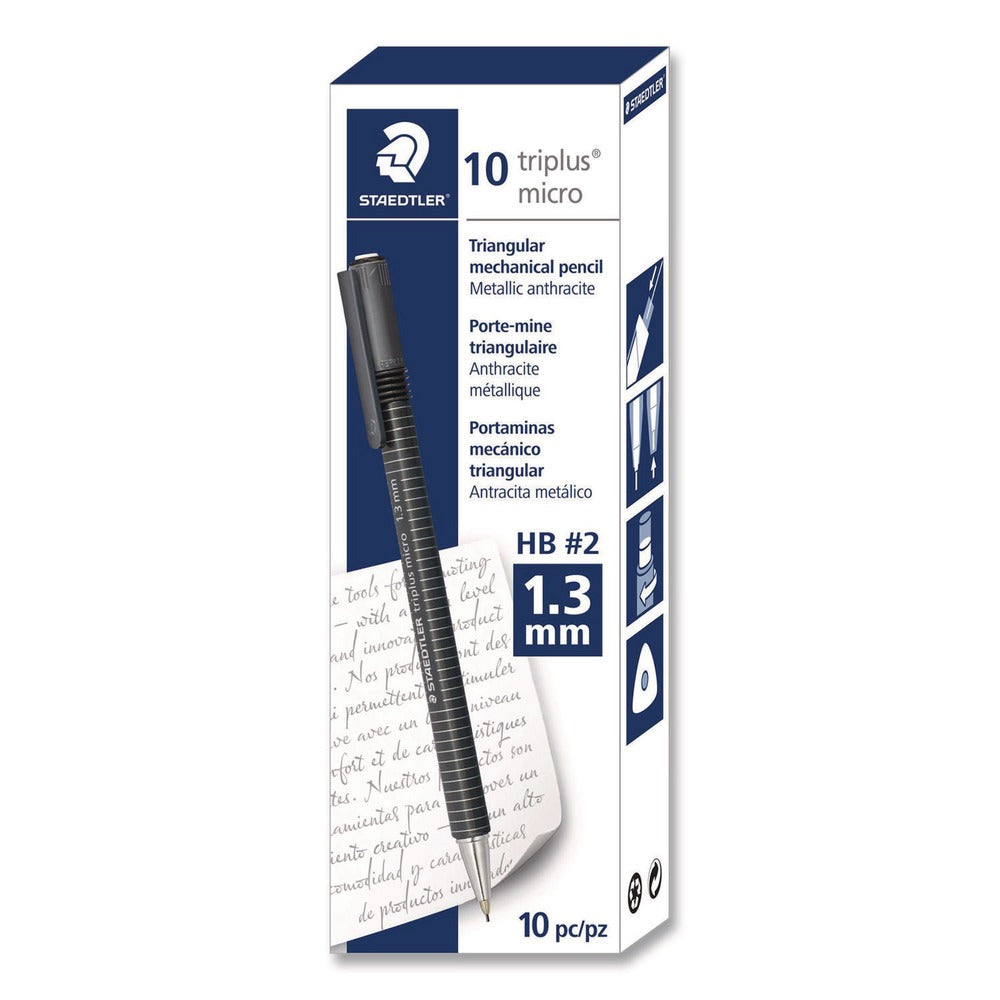 Staedtler Mechanical Pencils, 1.3 mm, HB (#2), Black Lead, Pearl Barrel, 10/Box