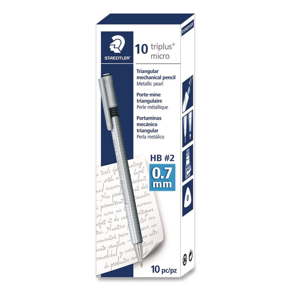 Staedtler Mechanical Pencils, 0.7 mm, HB (#2), Black Lead, Light Blue Barrel, 10/Box