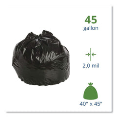 Stout by Envision 40 in. x 45 in. 45-Gallon 2 mil. Insect-Repellent Trash Bags - Black (65/Box)