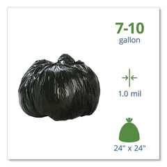 Stout by Envision 24 in. x 24 in. 1 mil. 10 Gallon Total Recycled Content Plastic Trash Bags - Brown/ Black (250/Carton)