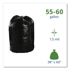 Stout by Envision 38 in. x 60 in. 1.5 mil. 60 Gallon Total Recycled Content Plastic Trash Bags - Brown/ Black (100/Carton)
