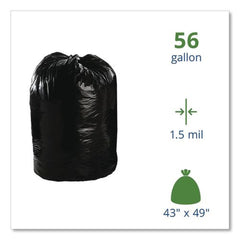 Stout by Envision T4349B15 43 in. x 49 in. 56-Gallon 1.5 mil. Total Recycled Content Plastic Trash Bags - Black/Brown (100/Carton)