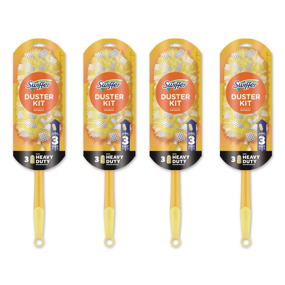 Swiffer 3 Refills and One 6 in. to 3 ft. Pole 360 Heavy Duty Extendable Starter Dusting Kit (4/Carton)