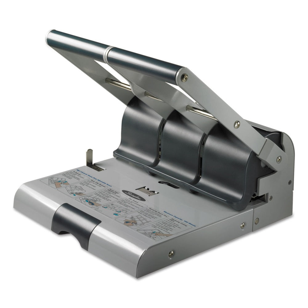 Swingline 160-Sheet Antimicrobial Protected Adjustable 2-To-3 9/32 in. Hole Punch - Putty/Gray