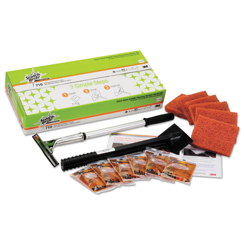 Scotch-Brite PROFESSIONAL Quick Clean Griddle Cleaning System Starter Kit 4 X 5.24 Orange
