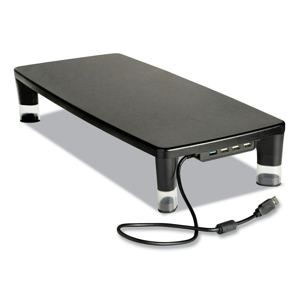 3M 21.6 in. x 9.4 in. x 2.7 in. to 3.9 in. Supports 33 lbs. Monitor Stand - Black/Clear