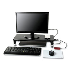 3M 21.6 in. x 9.4 in. x 2.7 in. to 3.9 in. Supports 33 lbs. Monitor Stand - Black/Clear