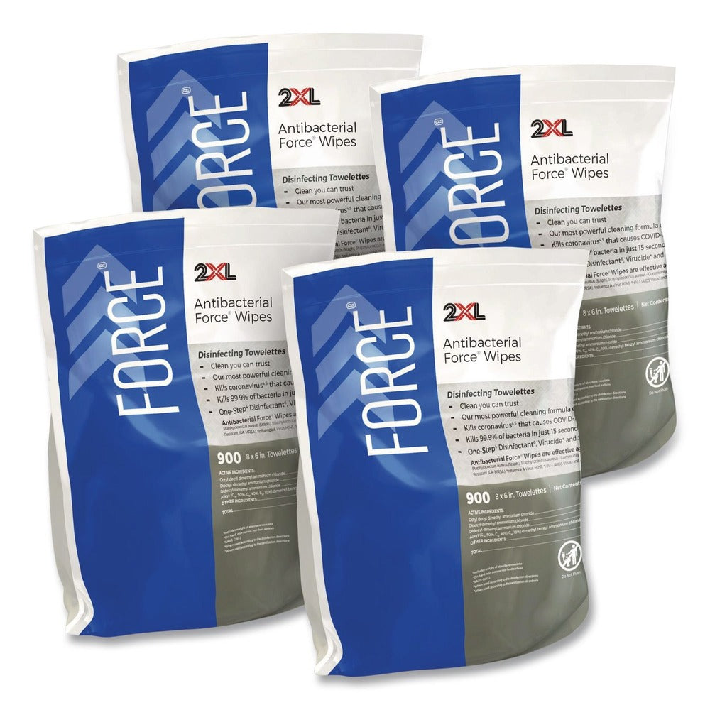 2XL FORCE 6 in. x 8 in. 1-Ply Disinfecting Wipes Refill - Unscented White (4/Carton)
