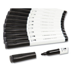 U Brands Medium Bullet Tip Medium Point Low-Odor Dry-Erase Markers with Erasers - Black (1 Dozen)