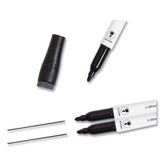 U Brands Medium Bullet Tip Medium Point Low-Odor Dry-Erase Markers with Erasers - Black (1 Dozen)