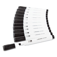 U Brands Low-Odor Dry-Erase Markers with Erasers - Black/Broad Chisel Tip (1-Dozen)