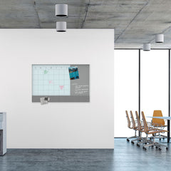 U Brands 3N1 48 x 36 Magnetic Glass Dry Erase Combo Board - Gray/White Surface/White Frame