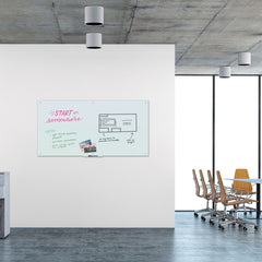 U Brands 70 in. x 35 in. Magnetic Glass Dry Erase Board Value Pack - Frosted White