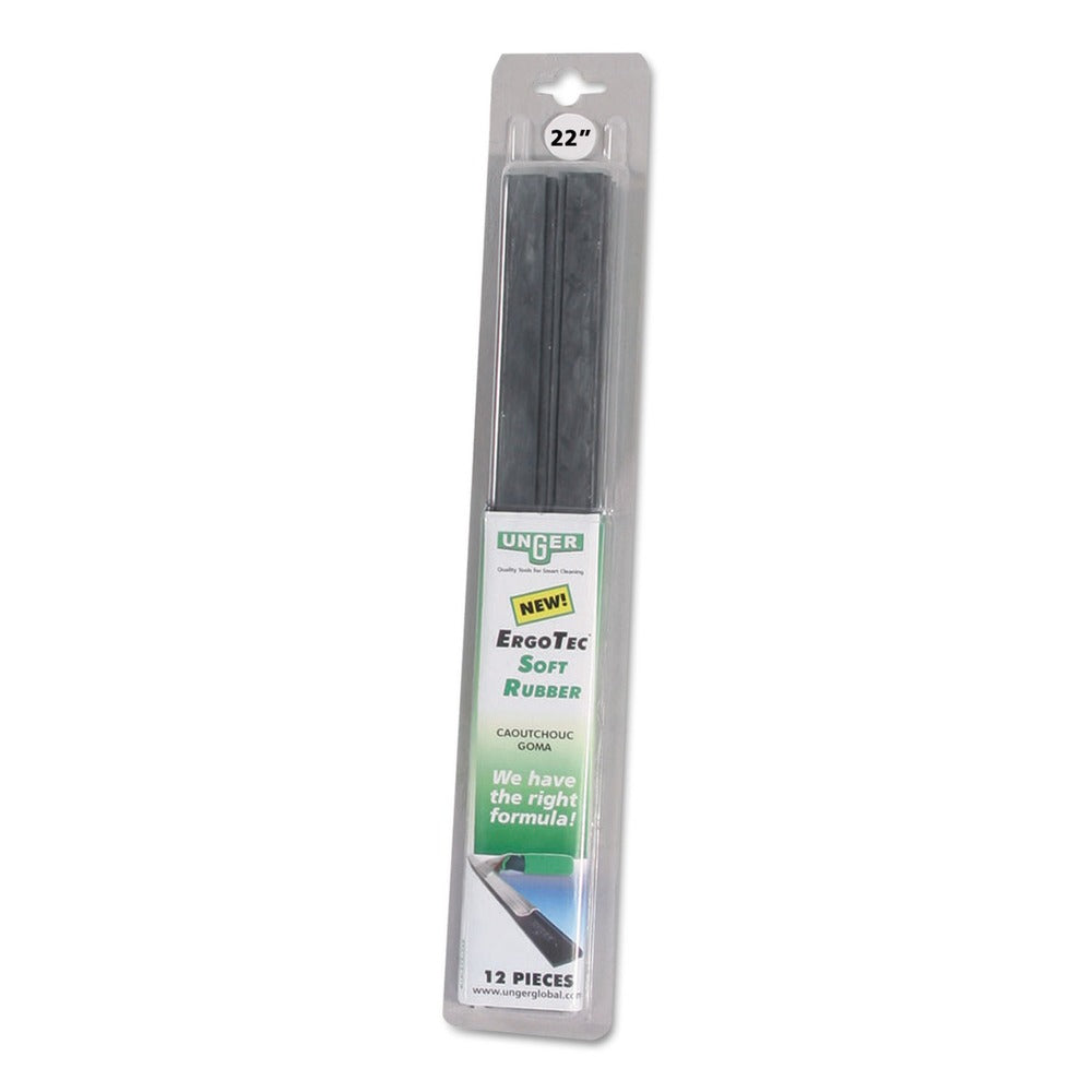 Unger ErgoTec 16 in. Wide Replacement Squeegee Blades - Black Rubber (12/Pack)