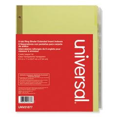 Universal 11 in. x 8.5 in. 8-Tab Deluxe Extended Insertable Tab Indexes - Buff, Clear Tabs (6/Pack)
