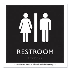 Headline Sign 8 in. x 8 in. Unisex Restroom Plastic ADA Sign - Clear/White