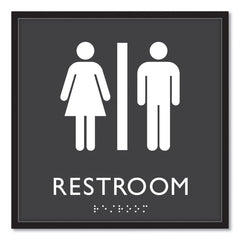 Headline Sign 8 in. x 8 in. Unisex Restroom Plastic ADA Sign - Clear/White