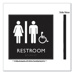 Headline Sign 8 in. x 8 in. Unisex Accessible Restroom Plastic ADA Sign - Clear/White