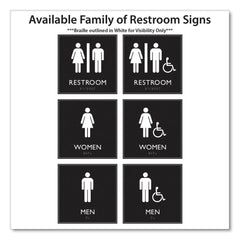 Headline Sign 8 in. x 8 in. Women Accessible Plastic ADA Sign - Clear/White