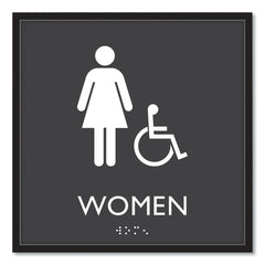 Headline Sign 8 in. x 8 in. Women Accessible Plastic ADA Sign - Clear/White