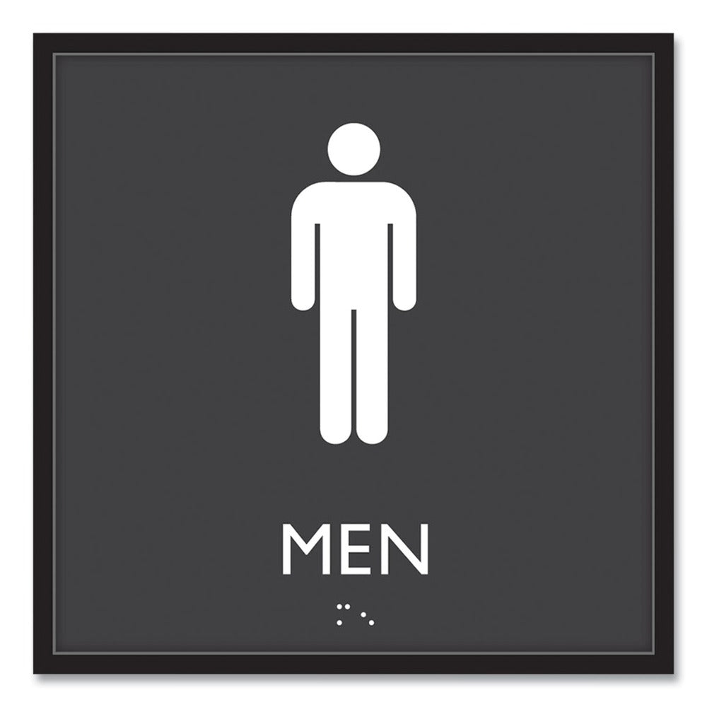 Headline Sign 8 in. x 8 in. Men Plastic ADA Sign - Clear/White