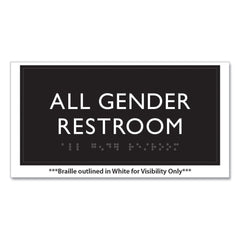 Headline Sign 4 in. x 8 in. All Gender Restroom Plastic ADA Sign - Clear/White