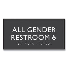 Headline Sign 4 in. x 8 in. All Gender Restroom Accessible Plastic ADA Sign - Clear/White