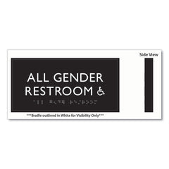 Headline Sign 4 in. x 8 in. All Gender Restroom Accessible Plastic ADA Sign - Clear/White