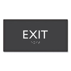 Headline Sign 4 in. x 8 in. Exit Plastic ADA Sign - Clear/White