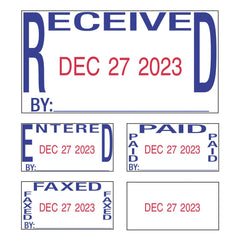 Trodat Printy Economy 1.63 in. x 1 in. Self-Inking 5-in-1 Date Stamp - Blue/Red