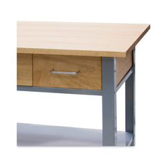 Vertiflex 3 Shelves 3 Drawers 35.5 in. x 19.75 in. x 34.25 in. Wood Countertop Serving Cart - Oak/Gray