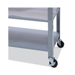 Vertiflex 3 Shelves 3 Drawers 35.5 in. x 19.75 in. x 34.25 in. Wood Countertop Serving Cart - Oak/Gray